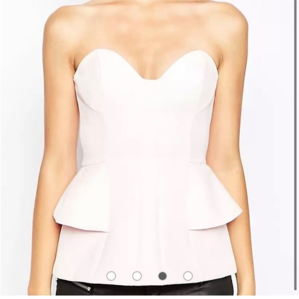 Finders Keepers Strapless Peplum Top in Light Pink, Women’s XS